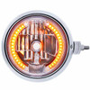 Chrome Guide 682C Style Headlight Assembly With Crystal Lens And 34 LED Position Light Passenger Side Horizontal Mount