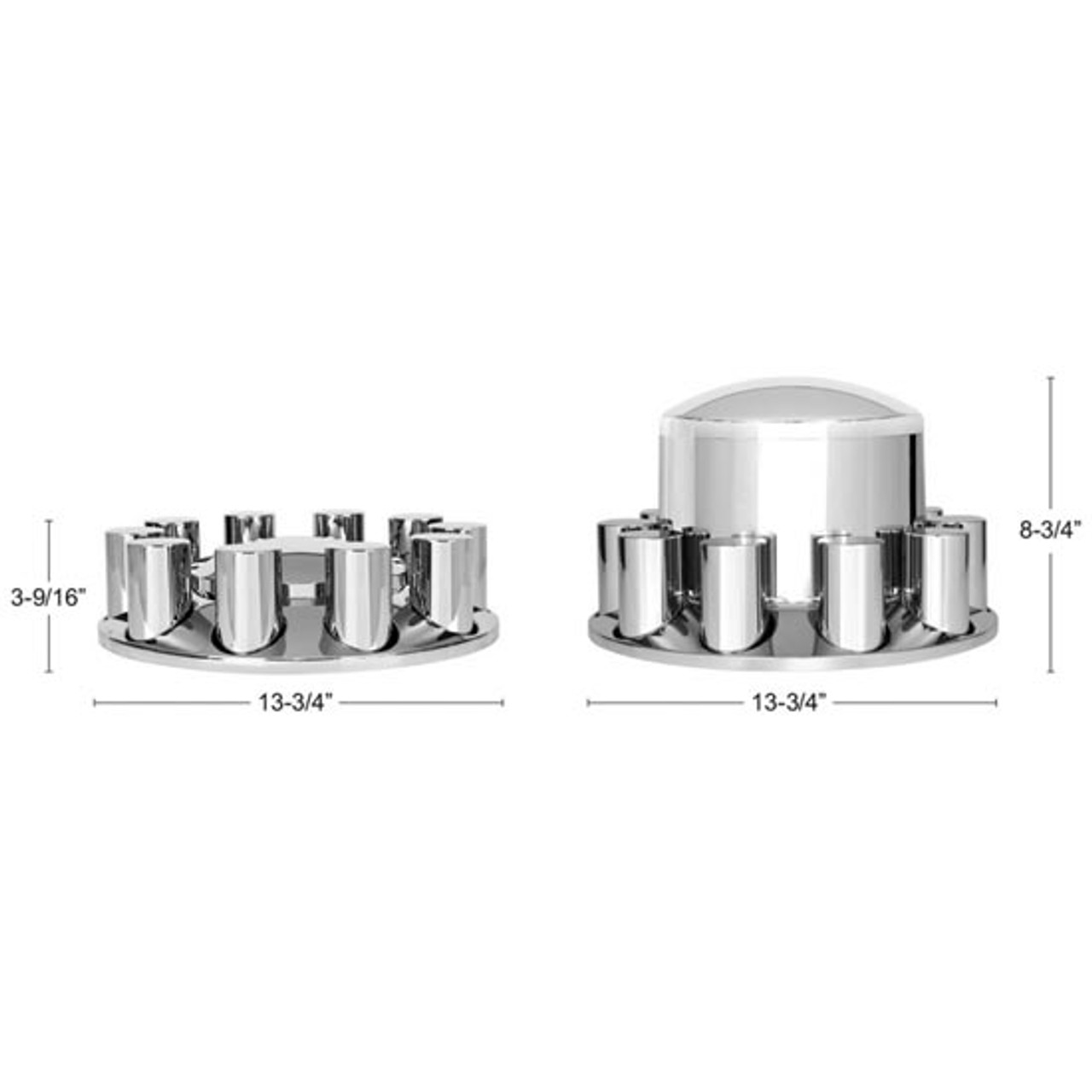 Chrome Dome Axle Cover Combo Kit With 33MM Thread-On Cylinder Nut