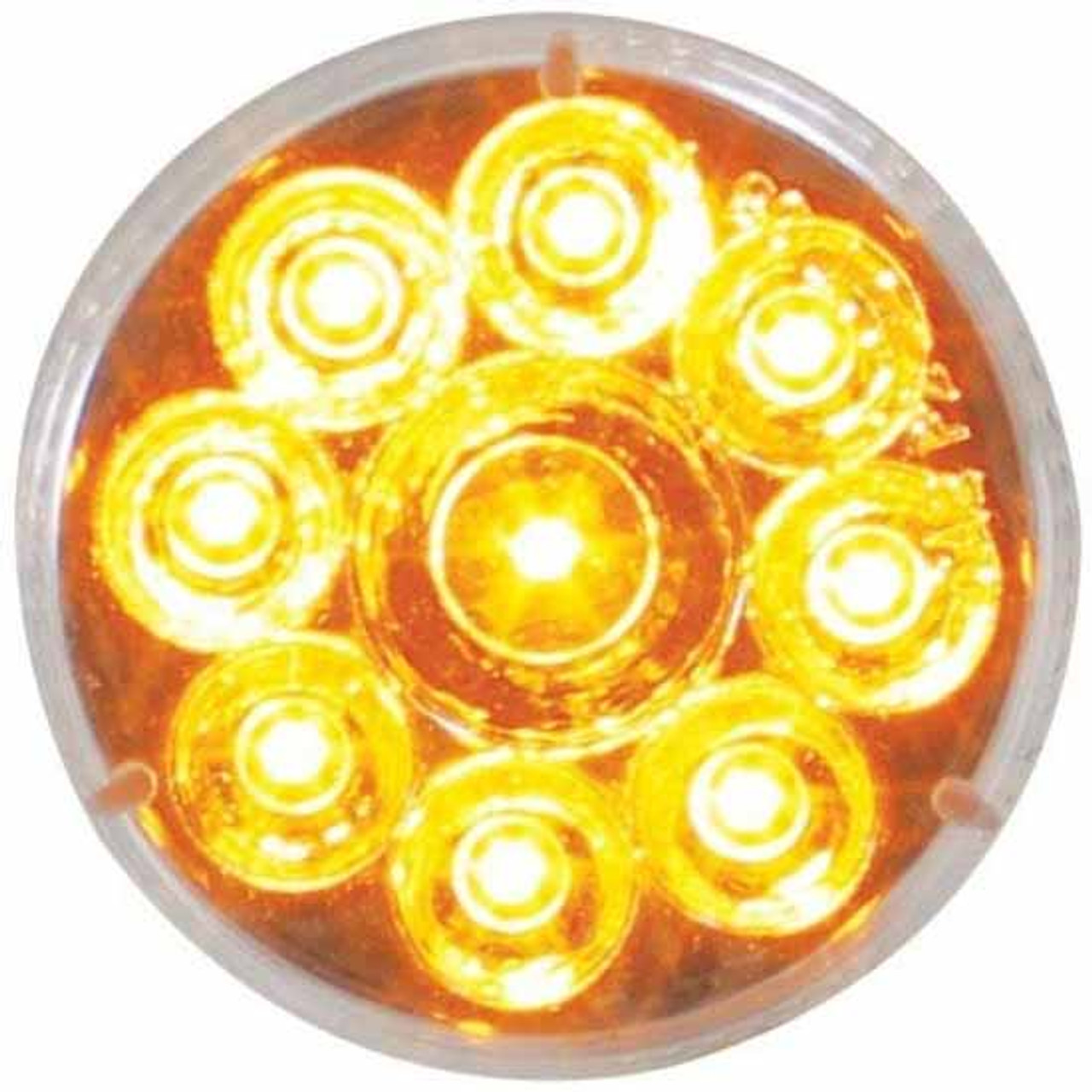 2.5 Inch 9 Diode Amber LED Clear Lens Round Reflector Marker