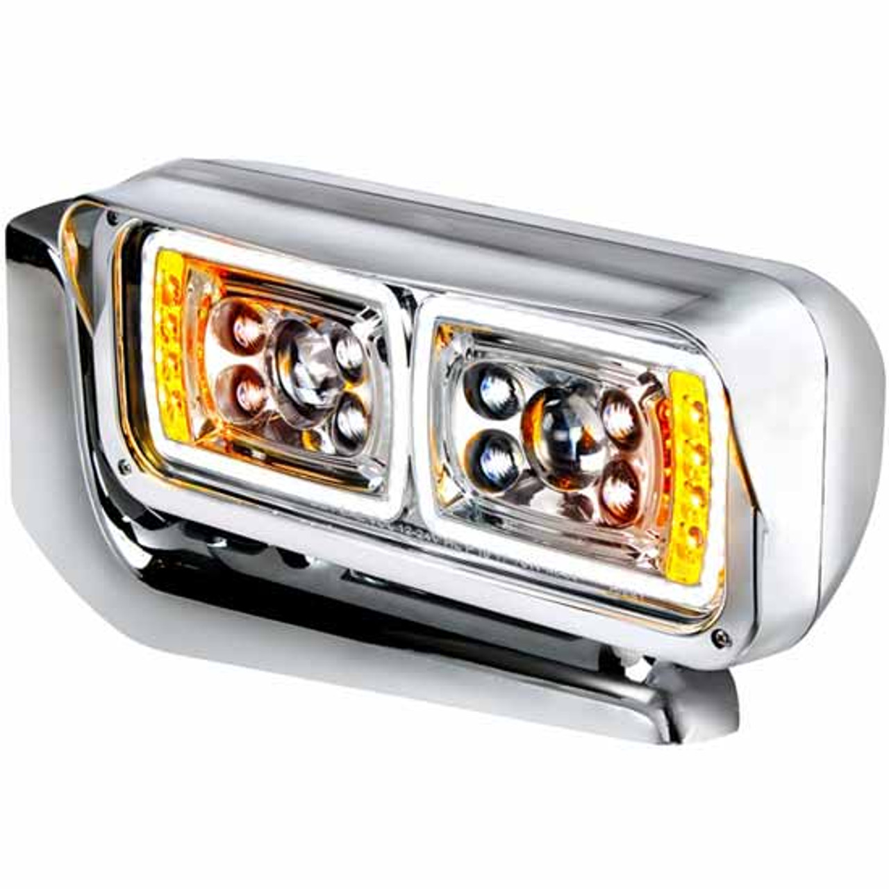 Chrome LED Projection Headlight Assembly With Mounting Arm For