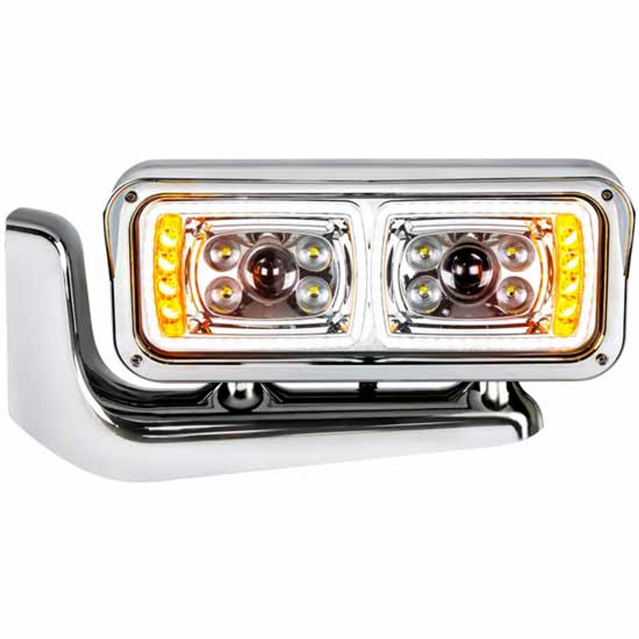 Chrome LED Projection Headlight Assembly With Mounting Arm For