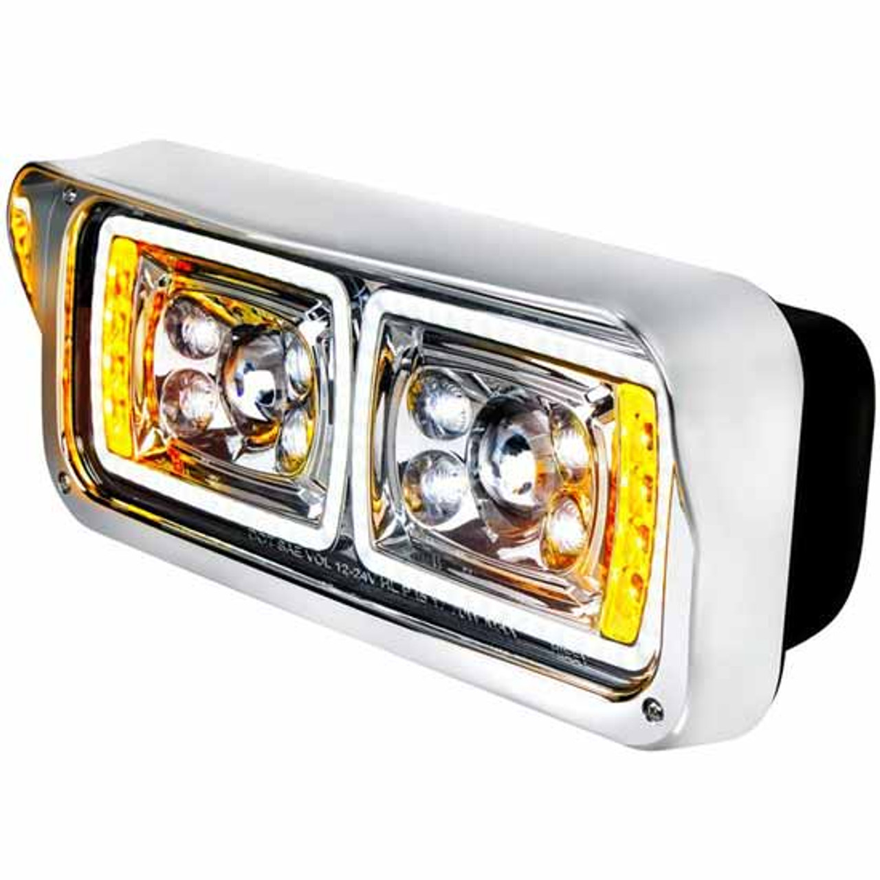 4 X 6 Inch High Power LED Chrome Projection Headlight W/ LED Turn