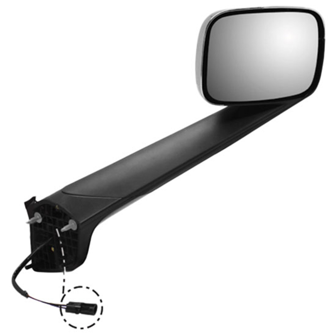 Chrome Manual Hood Mount Mirror, Passenger Side W/ Heat For