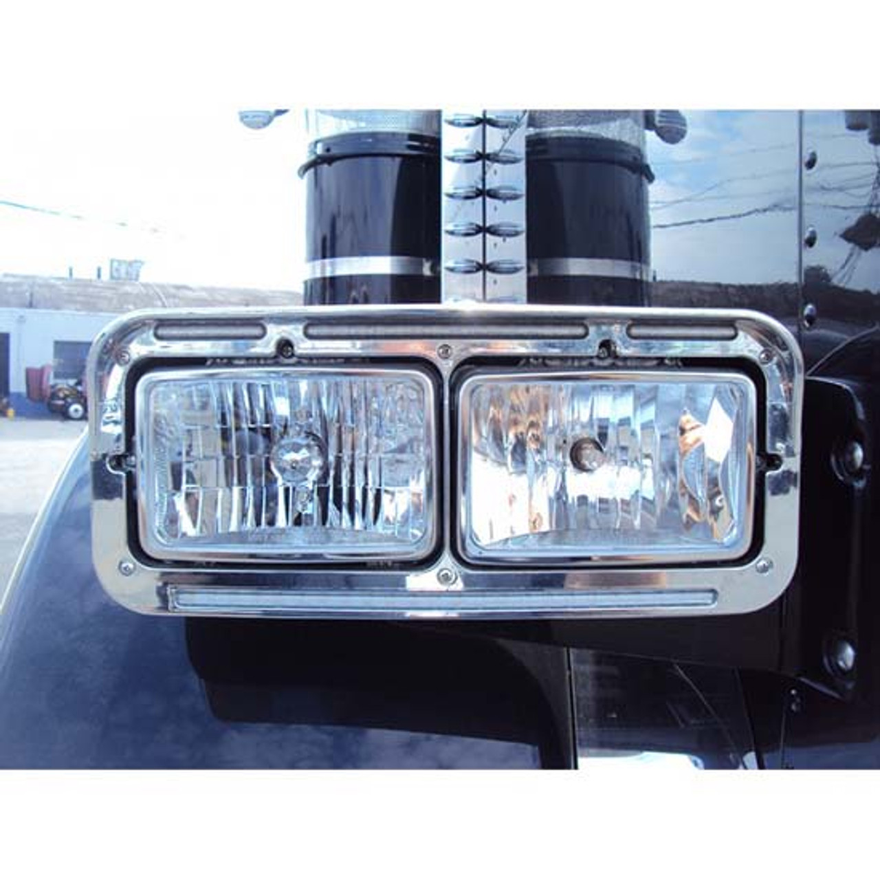 Headlight Bezel w/ Visor&LED -Peterbilt,Kenworth&Freightliner