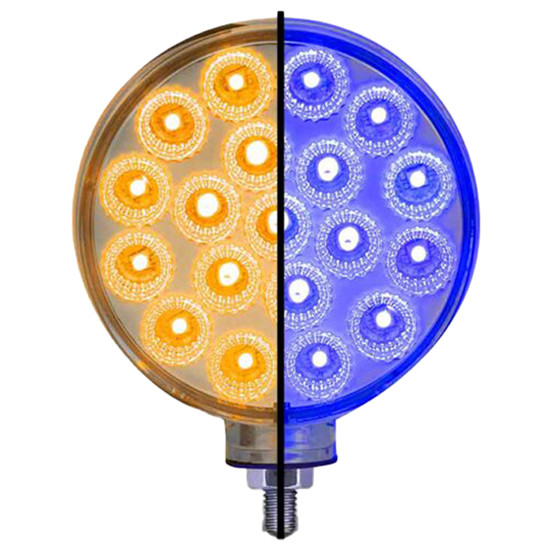 4 Inch Round Amber & Red Turn Signal Marker To Blue Auxiliary Double
