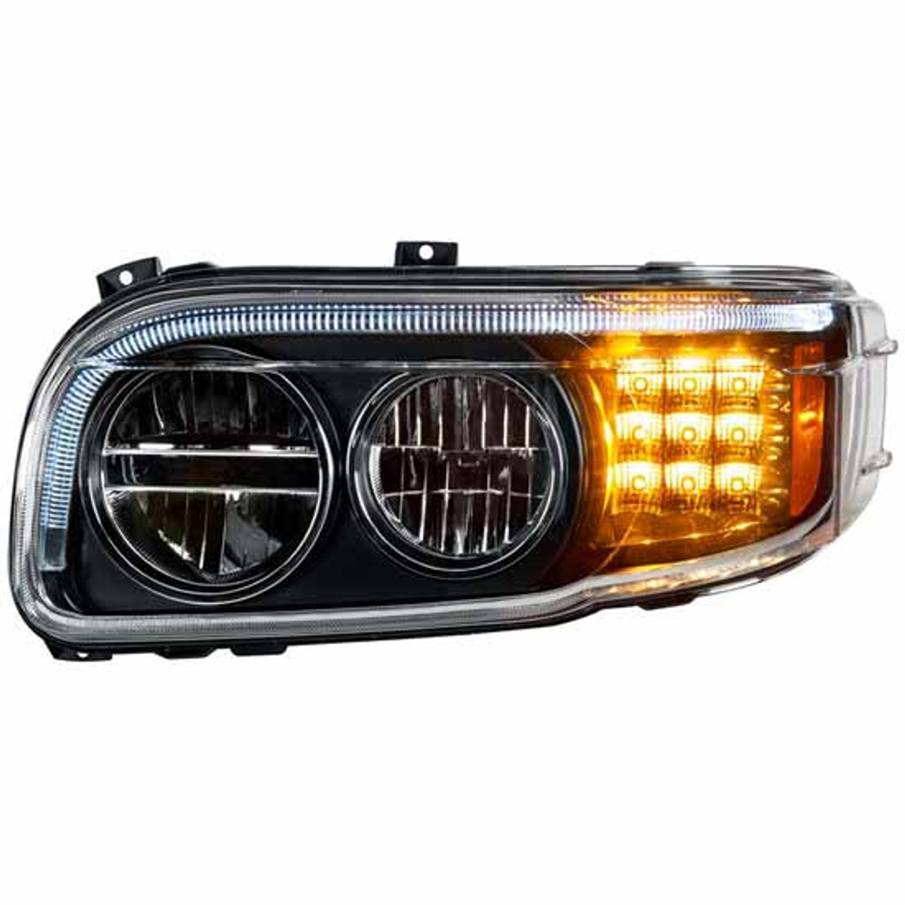 Blackout LED Headlight W/ LED Position Light Bar & Turn For