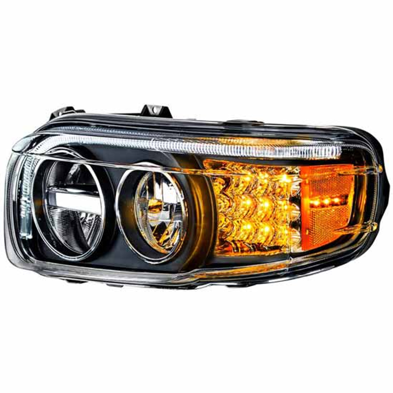 Blackout LED Headlight W/ LED Position Light Bar & Turn For