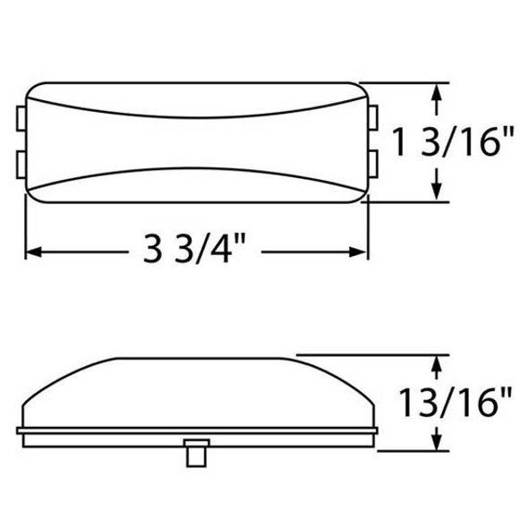 Rectangular Clearance/Marker Light W/ 2 Bulbs, Amber Lens