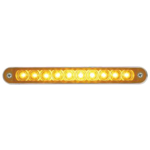 10 LED 6 1/2 Inch Turn Signal Light Bar W/ Bezel - Amber LED/ Amber Lens