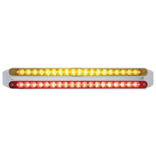 Dual 19 LED 12 Inch Reflector Turn Signal Light Bars - Amber & Red LED/ Amber & Red Lens