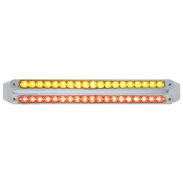 Dual 19 LED 12 Inch Reflector Turn Signal Light Bars - Amber & Red LED/ Clear Lens