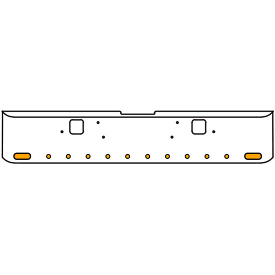 18 Inch 7-Gauge Chrome Plated Steel Texas Square Bumper Kit With Amber/Clear Lens With Bezels And Visors For Freightliner Classic 2002-2007