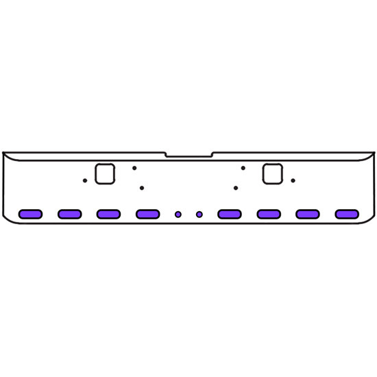 18 Inch 7-Gauge Chrome Plated Steel Texas Square Bumper Kit With Amber And Purple/Clear Lens With Bezels And Visors For Freightliner Classic 2002-2007