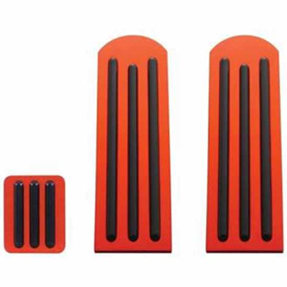 Anodized Aluminum Red Pedal Set W/ Black Rubber Inserts For Peterbilt