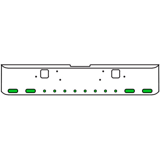 22 Inch 10-Gauge Chrome Plated Steel Texas Square Bumper Kit With Amber And Green/Clear Lens With Bezels And Visors For Freightliner Classic 2002-2007