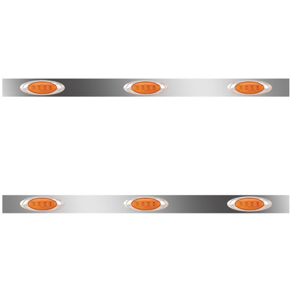 Stainless Steel Sleeper Panels W/ 6 M1 Amber/Amber LEDs For 62 inch Kenworth W900L Sleeper