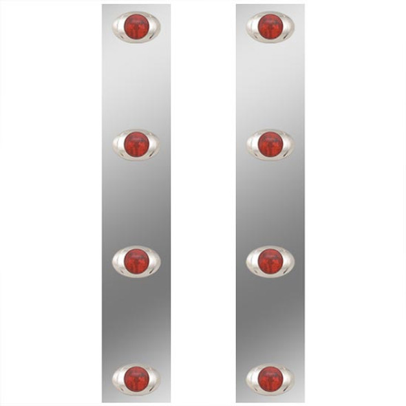 Rear Air Cleaner Panels For 13 Inch Donaldson AC W/ P3 Red LEDs For Kenworth W900B, W900L - Pair