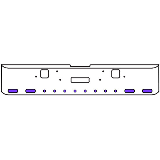 18 Inch 7-Gauge Chrome Plated Steel Texas Square Bumper Kit With Amber And Purple/Clear Lens With Bezels And Visors For Freightliner Classic 2002-2007