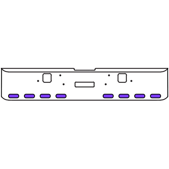 18 Inch 7-Gauge Chrome Plated Steel Texas Square Bumper Kit With Amber And Purple/Clear Lens With Bezels And Visors For Freightliner Classic 2002-2007