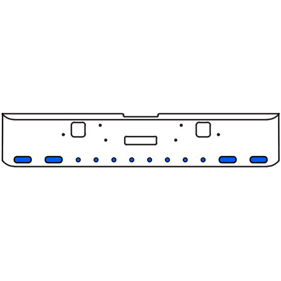 18 Inch 7-Gauge Chrome Plated Steel Texas Square Bumper Kit With Amber To Blue Aux Lights With Bezels For Freightliner Classic 2002-2007