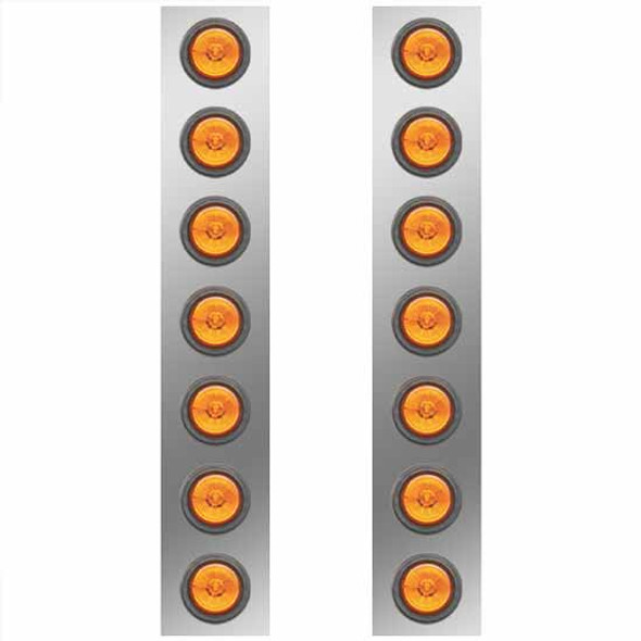 Stainless Steel Air Cleaner Light Panels For 15 Inch Donaldson AC W/ P3 Amber LEDs For Kenworth W900B, W900L