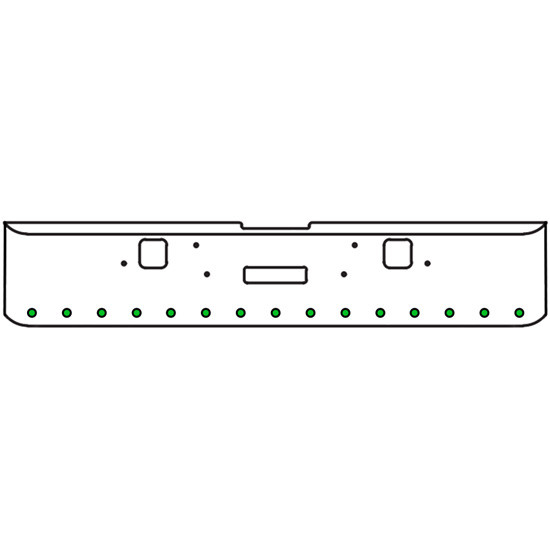 18 Inch 7-Gauge Chrome Plated Steel Texas Square Bumper Kit With Amber To Green Aux Lights With Bezels And Visors For Freightliner Classic 2002-2007