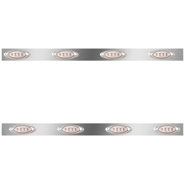 Stainless Steel Cab Panels W/ 8 P1 Amber/Clear LEDs For Kenworth W900L