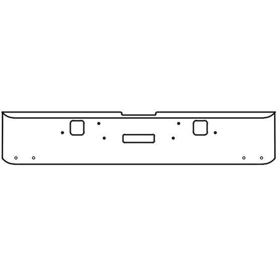 22 Inch Chrome Steel Texas Square Bumper With Mounting, Standard Step And Tow/Hitch Holes 4 - 3/4 Inch Light Holes For Freightliner Fld Classic, 1200 Series 2002-2007