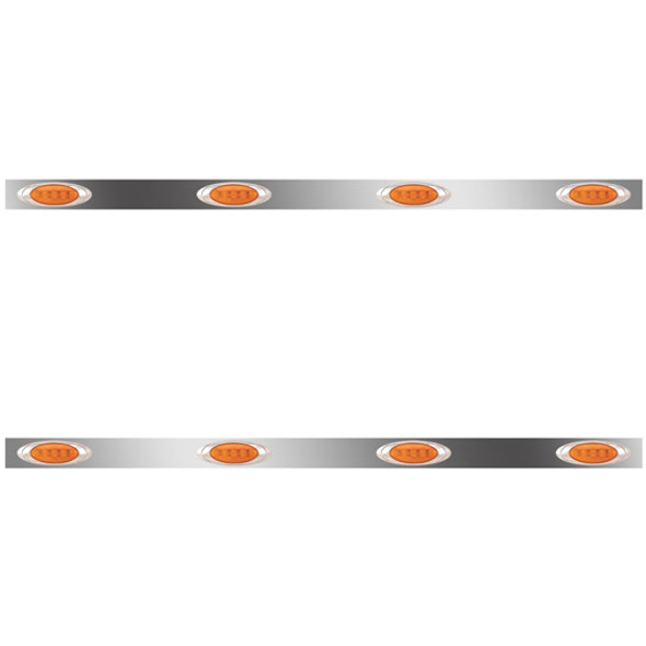 Stainless Steel Sleeper Panels W/ 8 P1 Amber/Amber LEDs For Kenworth W900L W/ 72 Inch Sleeper