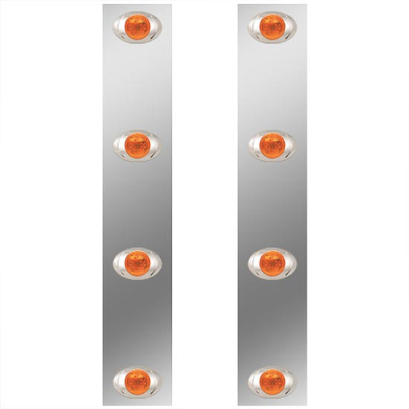 Stainless Steel Front Panels For 13 Inch Air Cleaner W/ P3 Amber LEDs For Kenworth W900B, W900L