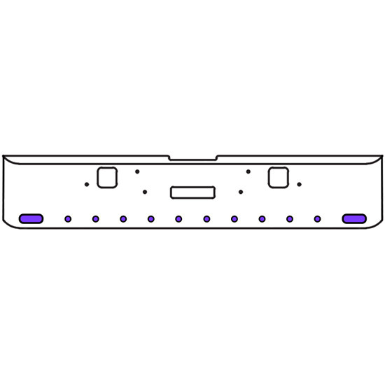 22 Inch 10-Gauge Chrome Plated Steel Texas Square Bumper Kit With Amber And Purple/Clear Lens With Bezels For Freightliner Classic 120, 132 Xl 2002-2007