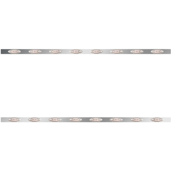 Stainless Steel Sleeper Panels W/ 16 P1 Amber/Clear LEDs For Kenworth W900L W/ 86 Inch Sleeper
