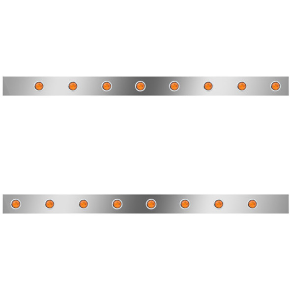 50.75 Inch Stainless Steel Cab Panels W/ 16 - 3/4 Inch Amber/Amber LEDs For Kenworth W900L