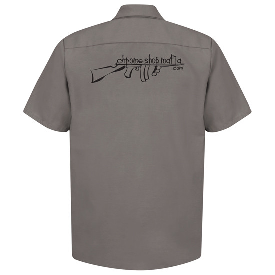 Csm Logo Red Kap Gray Short Sleeve Button Up Shirt - Medium