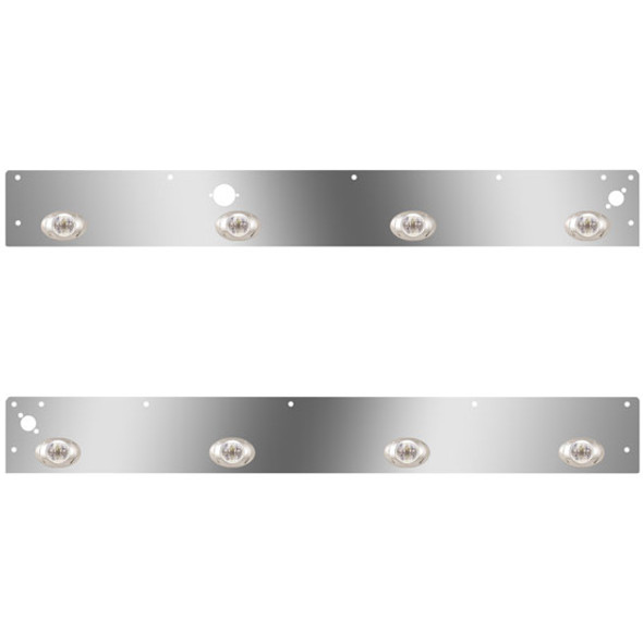 5.25 Inch Cab Panels W/ Block Heater Plug, Dual Step Light Holes, 8 P3 Amber/Amber LEDs For Kenworth W900L