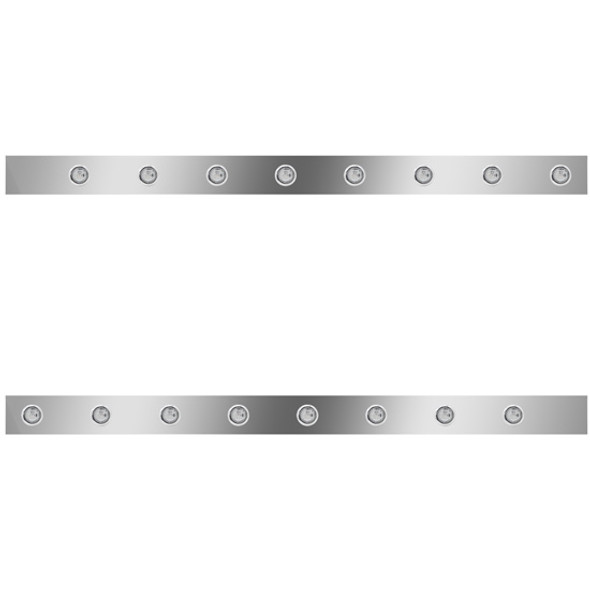 3 Inch Stainless Steel Wide Cab Panels W/ 16 - 3/4 Inch Amber/Clear LEDs For Kenworth W900L