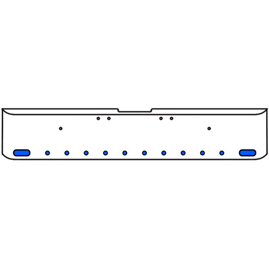 20 Inch Chrome Texas Square Rolled End Bumper With 2 Oval Dual Function Auxiliary Amber To Blue Lights 10-2 Inch Round, And For Freightliner Classic 2002-2007