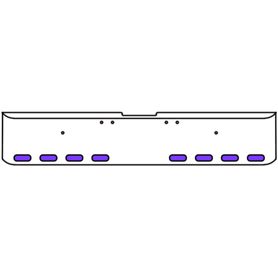 20 Inch Chrome Texas Square Rolled End Bumper With 8 Oval Dual Function Auxiliary Amber To Purple Lights For Freightliner Classic 2002-2007