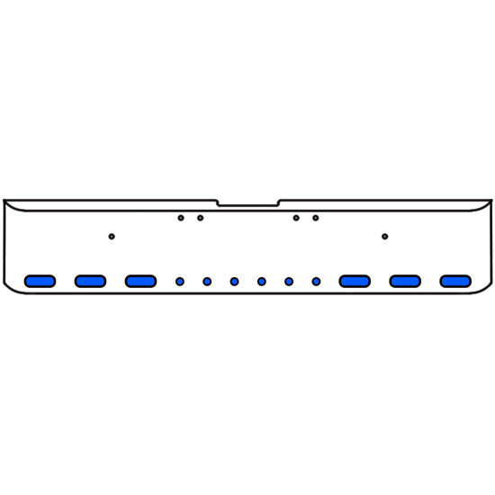 20 Inch Chrome Texas Square Rolled End Bumper With 6 Oval Dual Function Auxiliary Amber To Blue Lights 6-2 Inch Round, And For Freightliner Classic 2002-2007
