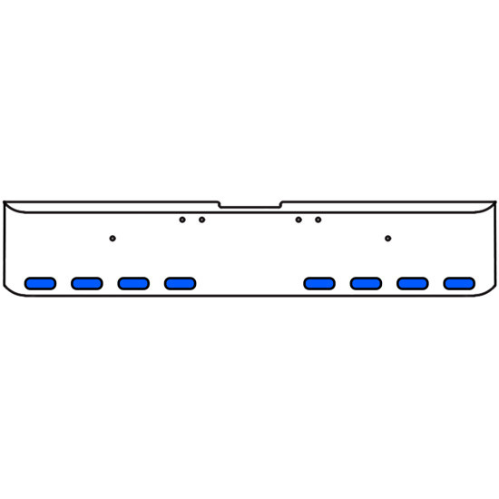 20 Inch Chrome Texas Square Rolled End Bumper With 8 Oval Dual Function Auxiliary Amber To Blue Lights For Freightliner Classic 2002-2007