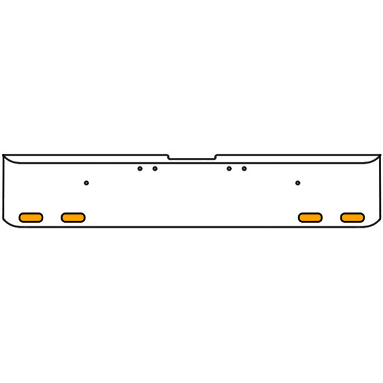 22 Inch Chrome Texas Square Rolled End Bumper With 4 Oval Clearance Amber/Amber Lights For Freightliner Classic 2002-2007