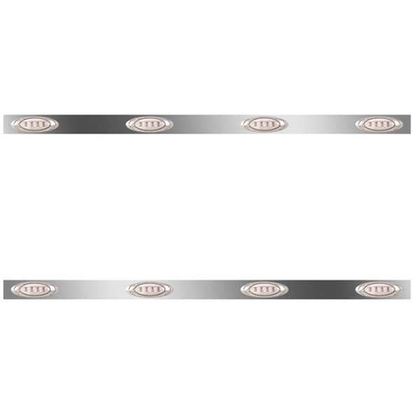 4 Inch Stainless Steel Sleeper Panels W/ 8 P1 Amber/Clear LEDs For Kenworth W900B, W900L