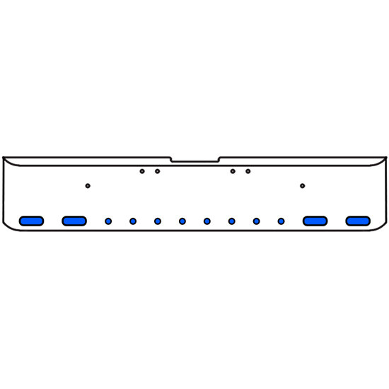 22 Inch Chrome Texas Square Rolled End Bumper With 4 Oval Dual Function Auxiliary Amber To Blue Lights 8-2 Inch Round, And For Freightliner Classic 2002-2007