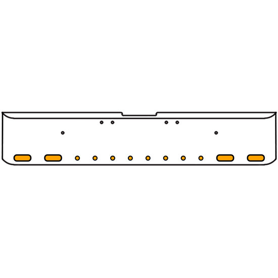 22 Inch Chrome Texas Square Rolled End Bumper With 4 Oval Clearance Amber/Amber Lights 8-2 Inch Round, And For Freightliner Classic 2002-2007