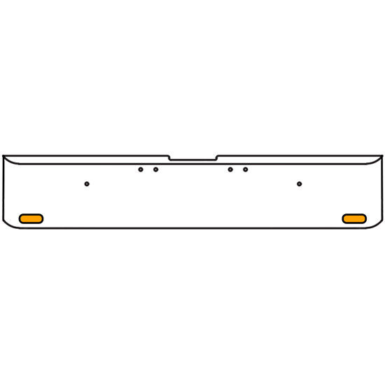 22 Inch Chrome Texas Square Rolled End Bumper With 2 Oval Clearance Amber/Amber Lights For Freightliner Classic 2002-2007