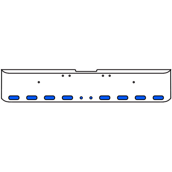 22 Inch Chrome Texas Square Rolled End Bumper With 8 Oval Dual Function Auxiliary Amber To Blue Lights 2-2 Inch Round, And For Freightliner Classic 2002-2007