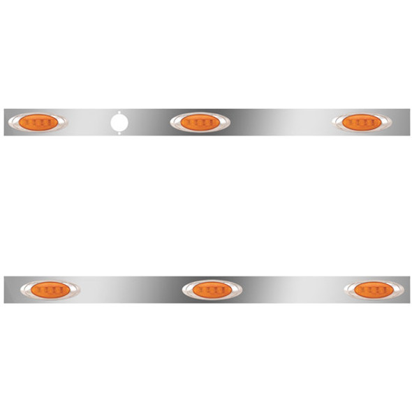 5.25 Inch Stainless Steel Cab Panels W/ 6 P1 Amber/Amber LEDs, Block Heater Plug For Kenworth T800, W900L