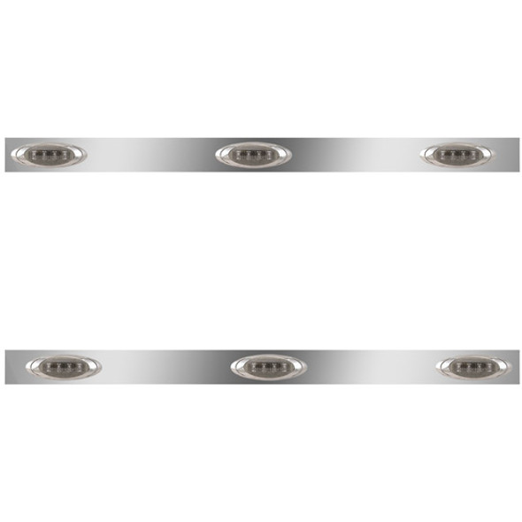 Stainless Steel Cab Panels W/ 6 P1 Amber/Smoked LEDs For Kenworth W900L Aerocab