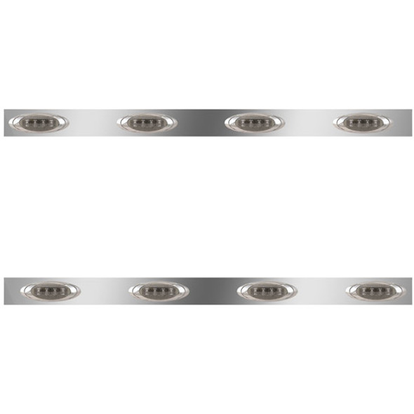 Stainless Steel Cab Panels W/ 8 P1 Amber/Smoked LEDs For Kenworth W900L Aerocab