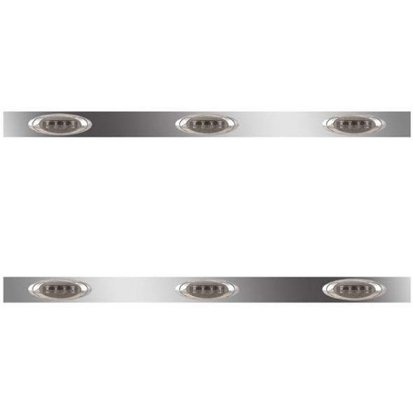 62 Inch Stainless Steel Sleeper Panels W/ 6 P1 Amber/Smoked LEDs For Kenworth T800, W900 Aerocab